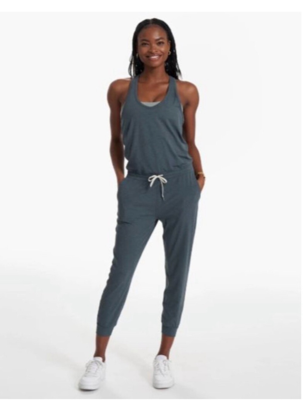 Like new! Vuori Dark Gray Racerback Jumpsuit